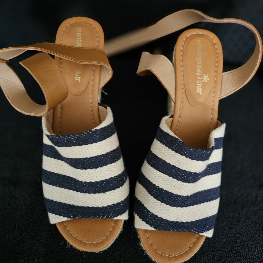 Striped Navy and White Sandals